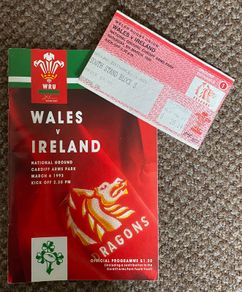 Very Rare 1993 Wales v Ireland - Five Nations Championship Programme & Match Ticket