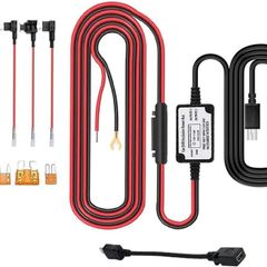 Universal Hard Wire Kit 3M10ft Car Camera Charge Power Cord Kit 12V 24V to 5V Power Adapter with Fuse for Dash Cam, GPS Navigator, Radar Detector,Sat Nav
