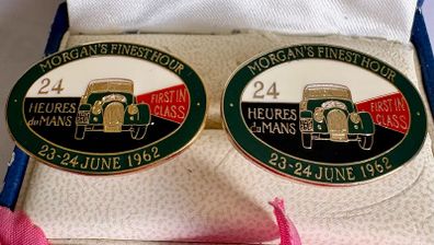 Vintage Morgan Car Enamel Cufflinks - 1962 Le Mans TOK 258