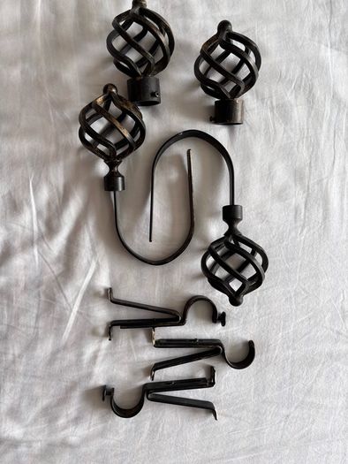 Black / Brass Cage Eyelet Curtain Pole