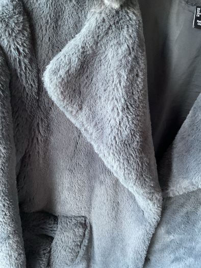 coat new look charcoal grey fake fur coat size 10