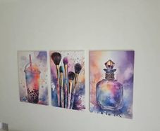 3 canvas framed 35x55cm each size