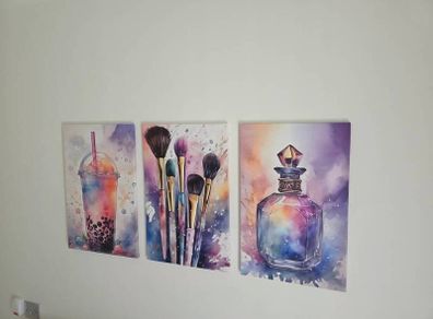 3 canvas framed 35x55cm each size