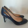 L.K. Bennett London Navy Leather & Croc-Effect Heels - EU 40 Image 2