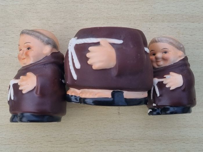 Vintage W. Germany Goebel Friar Tuck Monk 3 Piece Set