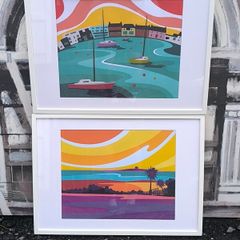 Pair of Framed Skerries Art Prints by LJ Phelan