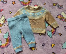 3-6m, JoJo Maman Bebe Duck Fair Isle Jumper and Bottoms