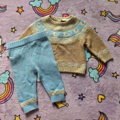 3-6m, JoJo Maman Bebe Duck Fair Isle Jumper and Bottoms