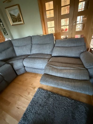 Grey Electric Reclining Sofa + Mila Footstool