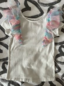 H&M Girls Rainbow Frill Sleeveless Top 4-6 Years - Used Once
