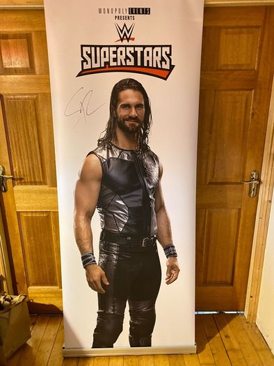 Seth Rollins signed WWE pop up banner from WWE UK convention