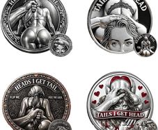 4pcs Heads I Get Tail/Tails I Get Head Commemorative Coin, Funny Heads and Tails Challenge Coin, Decision Coins for Couples, Humor Prank Gift for Adults Date Night Ideas