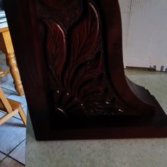 Hand Carved Single Book End Solid Mahogany Irish Oak Carvings.