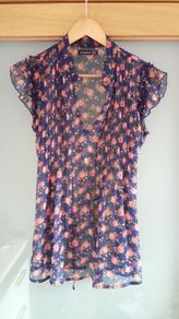 Brand new. Navy / coral floral blouse.