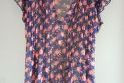 Brand new. Navy / coral floral blouse.