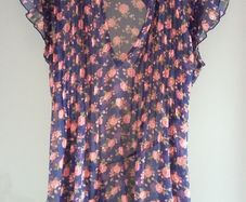 Brand new. Navy / coral floral blouse.