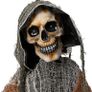 69inch Halloween Animated Grim Reaper Decoration with Chain, Life Size Skeleton with Light-up Eyes Creepy Sound Sound Activated for Halloween Haunted House Prop Outdoor Indoor Lawn Decorations Image 2