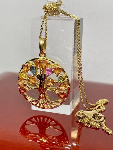 Sapphire Pendant with Chain (Size 20) in Yellow Gold Plated Sterling Silver 2.78 Ct.