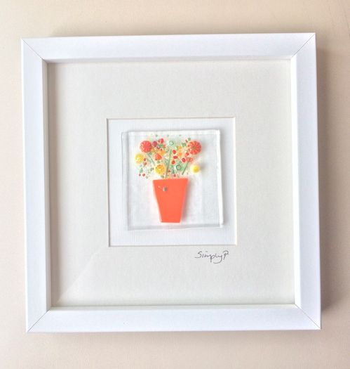 Handmade Glass Art Frame - Vase of Flowers