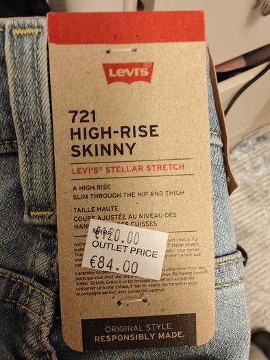 Levis Brand new women 721 High Rise Skinny Jeans Colour: Emblem Of Story - Blue, size 25