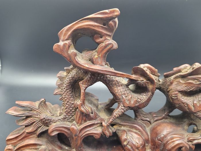 Chinese Qing Carved Dragon Incense Stand 19th Century