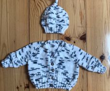 Hand Knitted Baby Cardigan and Hat