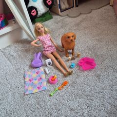 Barbie with dog and puppies
