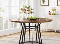 main image for ad Round Dining Table 120cm with Wooden Top and Black Metal Base  Seats 4