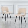 Velvet Dining Kitchen Chairs Grey, Cream, Boucle  Pink Black Legs Set of 2 Image 3