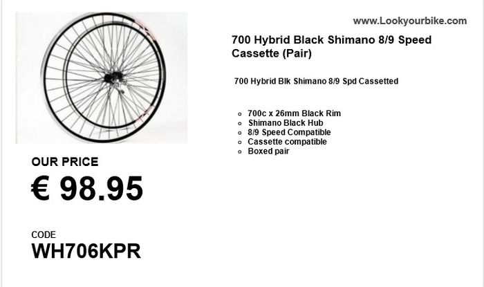 700 Hybrid Black 8/9 Speed Cassette (Pair)