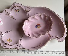 Genuine Pink Bohemian/Czech Porcelain with 14K Gold