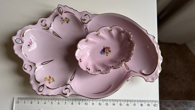 Genuine Pink Bohemian/Czech Porcelain with 14K Gold