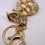 Created White Cats Eye, White Austrian Crystal Vas Keychain In Yellow Gold Tone Image 4