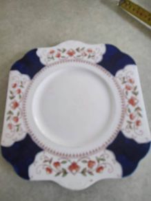 Morris crown chelsea china cake plate, vintage.