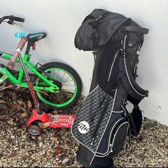 kids bike, scooter, golf bag