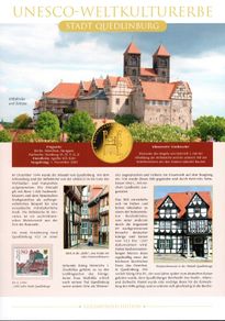 Germany. Deutsche Post sheet commemorating Quedlinburg World Heritage Site with details in German with stamps commemorating site