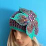 Handmade crochet hat with felted flower Image 3