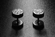 Stainless Steel Barbell Crystal Earrings