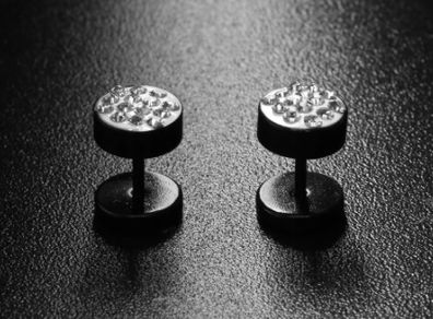 Stainless Steel Barbell Crystal Earrings