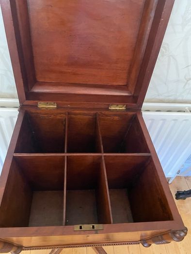 Victorian mahogany sewing table / work box on tripod base, c.1850