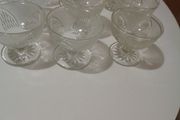 Vintage Stemmed Glass Ice Cream Bowls x 9 for Sale