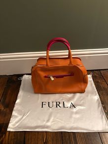 Genuine Furla Orange & Pink Leather Satchel Bag (With Pouch & Dustbag) - Terenure