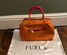 Genuine Furla Orange & Pink Leather Satchel Bag (With Pouch & Dustbag) - Terenure