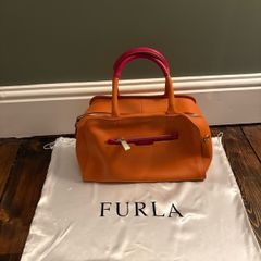 Genuine Furla Orange & Pink Leather Satchel Bag (With Pouch & Dustbag) - Terenure