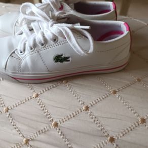 Lacoste leather girls trainers shoes white holls UK 11 eur 29