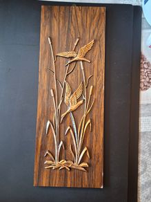 Wall Plaque with Copper Birds Vintage from the 60s, postage available or collection
