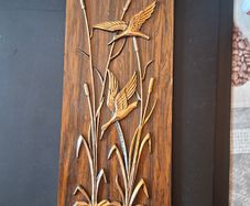 Wall Plaque with Copper Birds Vintage from the 60s, postage available or collection