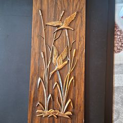 Wall Plaque with Copper Birds Vintage from the 60s, postage available or collection