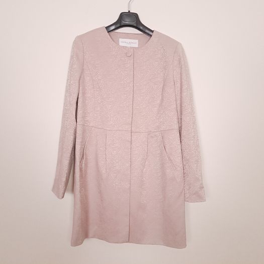 Edina Ronay Blush Pink Embossed Pattern Coat Size L/XL