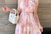 DAZY Flower Print Sleeveless High Waist Dress